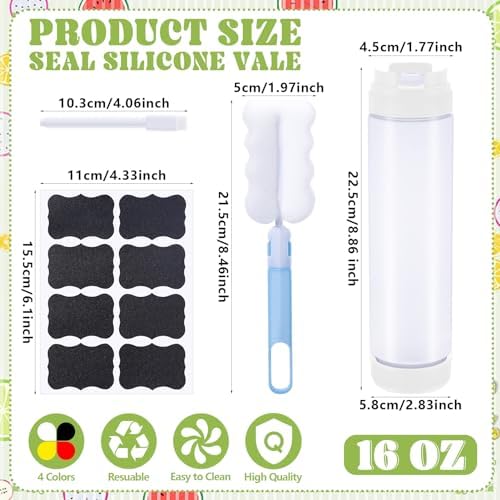 ZhouBoat 8-Piece 16oz Squeeze Bottles Condiment Ketchup Dispensers