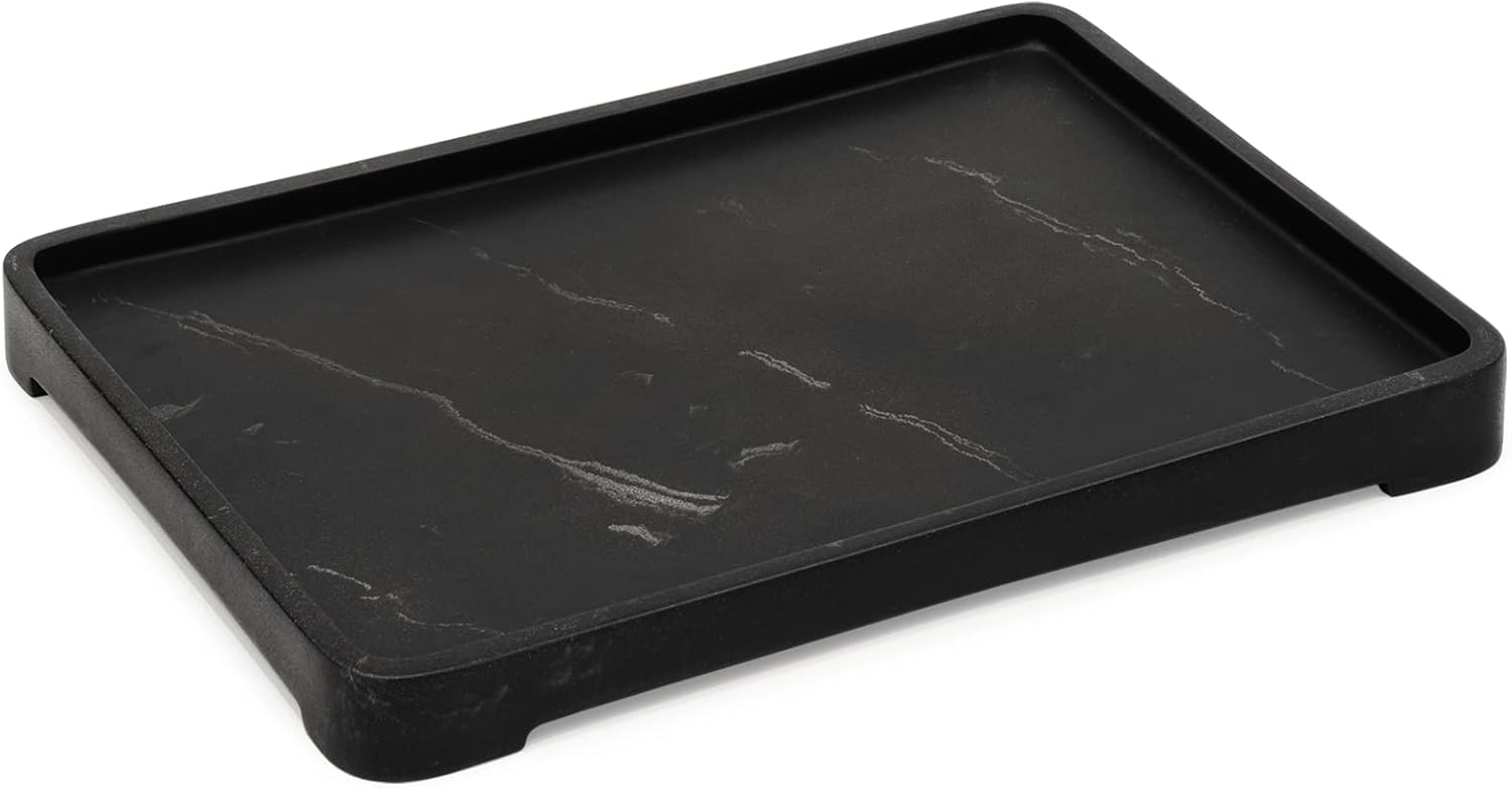 Premium Black Marble Bathroom Vanity Tray Organizer