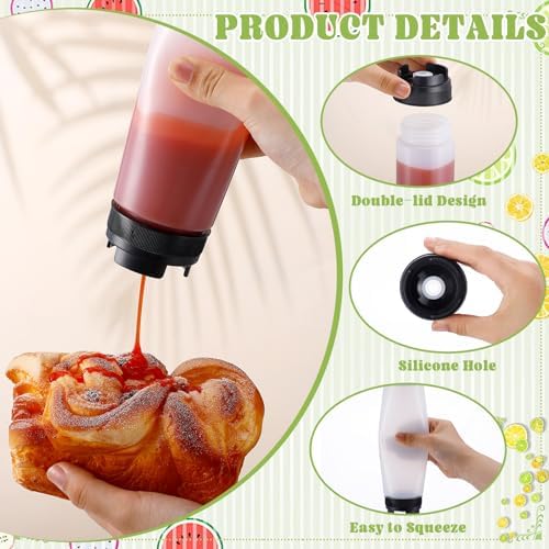 ZhouBoat 8-Piece 16oz Squeeze Bottles Condiment Ketchup Dispensers
