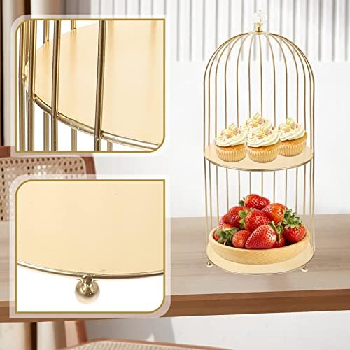 Hemoton 2-Tier Metal Bird Cage Cosmetic Organizer