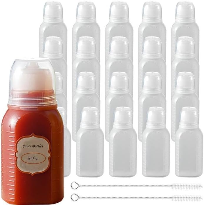 CLWXHS 20Pcs 2oz Squeeze Bottles for Ketchup Salad Dressing and More