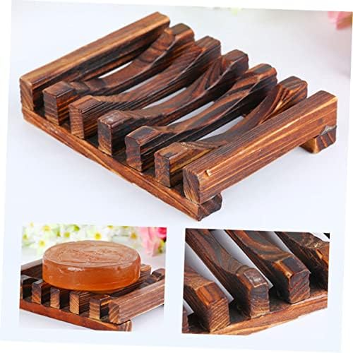 3pcs Wooden Soap Dish Natural Drain Soap Rack for Bath Kitchen