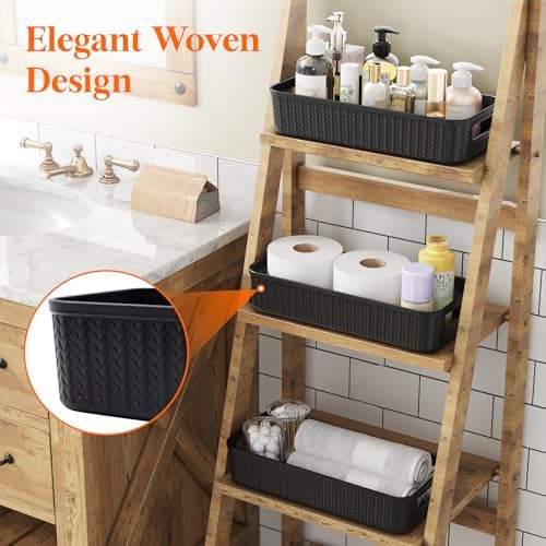 Lifewit Black Toilet Paper Basket with Handle