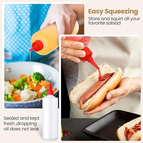 Irenare 30-Piece Plastic Condiment Squeeze Bottles