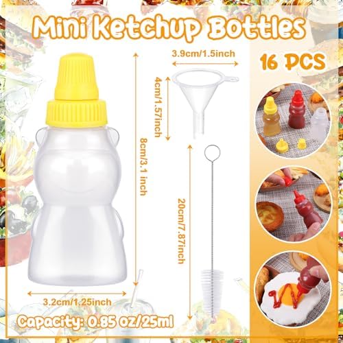 16Pcs Mini Condiment Squeeze Bottles for Lunch Box