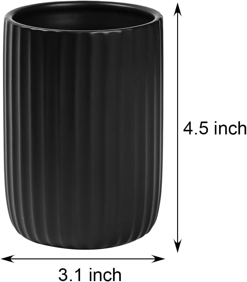 Matte Black Ceramic Toothbrush Holders Set for Bathrooms