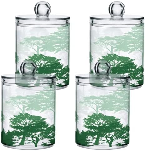 Qilmy 2-Pack Forest Silhouette Pattern Qtip Holder