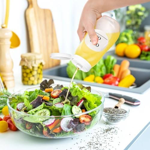 Sleek Expandable Condiment Squeeze Bottles with Flip TopLabels for Kitchen Use