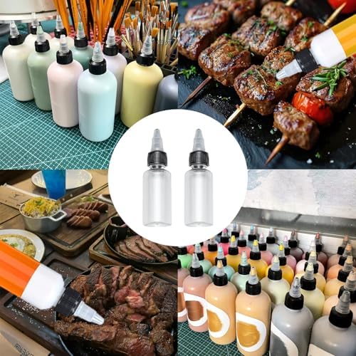 6Pcs 2 oz Clear Squeeze Bottles for Kitchen Use