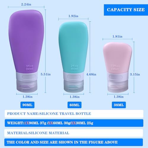 5-Pack Squeeze Salad Dressing Bottles Food Grade Silicone Leak-Proof Portable