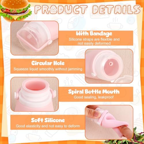 8 Pack Mini Silicone Salad Dressing Squeeze Bottles - Portable Leakproof Sauce Containers