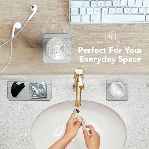 Maison Stone Bathroom Tray with Vanity Tray - Absorbent Eco-Friendly 8x4 Countertop
