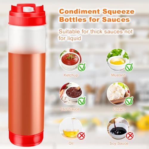 CHIVENIDO 6PCS 16oz Condiment Squeeze Bottles
