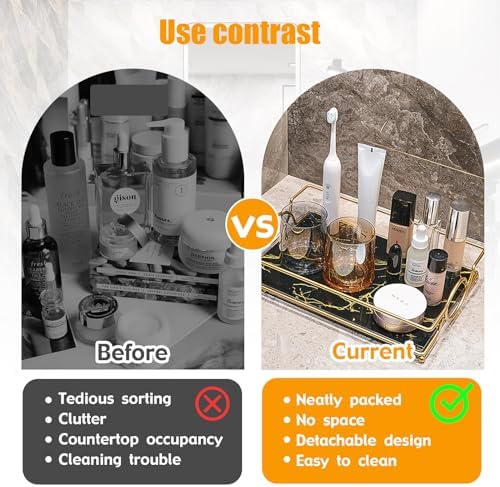 Luxury Bath Counter Organizer trays by Virvia - Black Gold