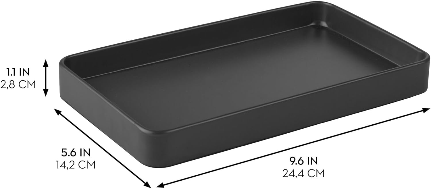 Elevate Bathroom Organization with iDesign Steel Vanity Tray - Matte Black