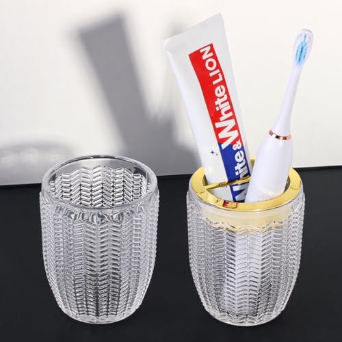 2-Piece Glass Toothbrush and Toothpaste Holder Set