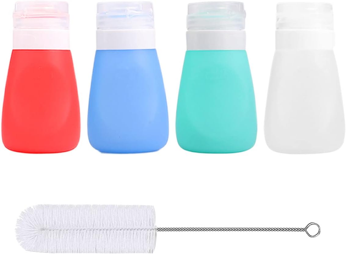 Timiuu Squeeze Salad Dressing Bottles Set of 4 Travel-Friendly BPA-Free