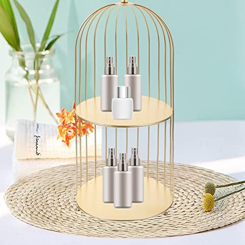 Hemoton 2-Tier Metal Bird Cage Cosmetic Organizer