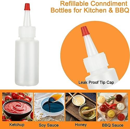 Acrux750-Pack 2 oz Plastic Condiment Squeeze Bottles Durable Leak-Proof