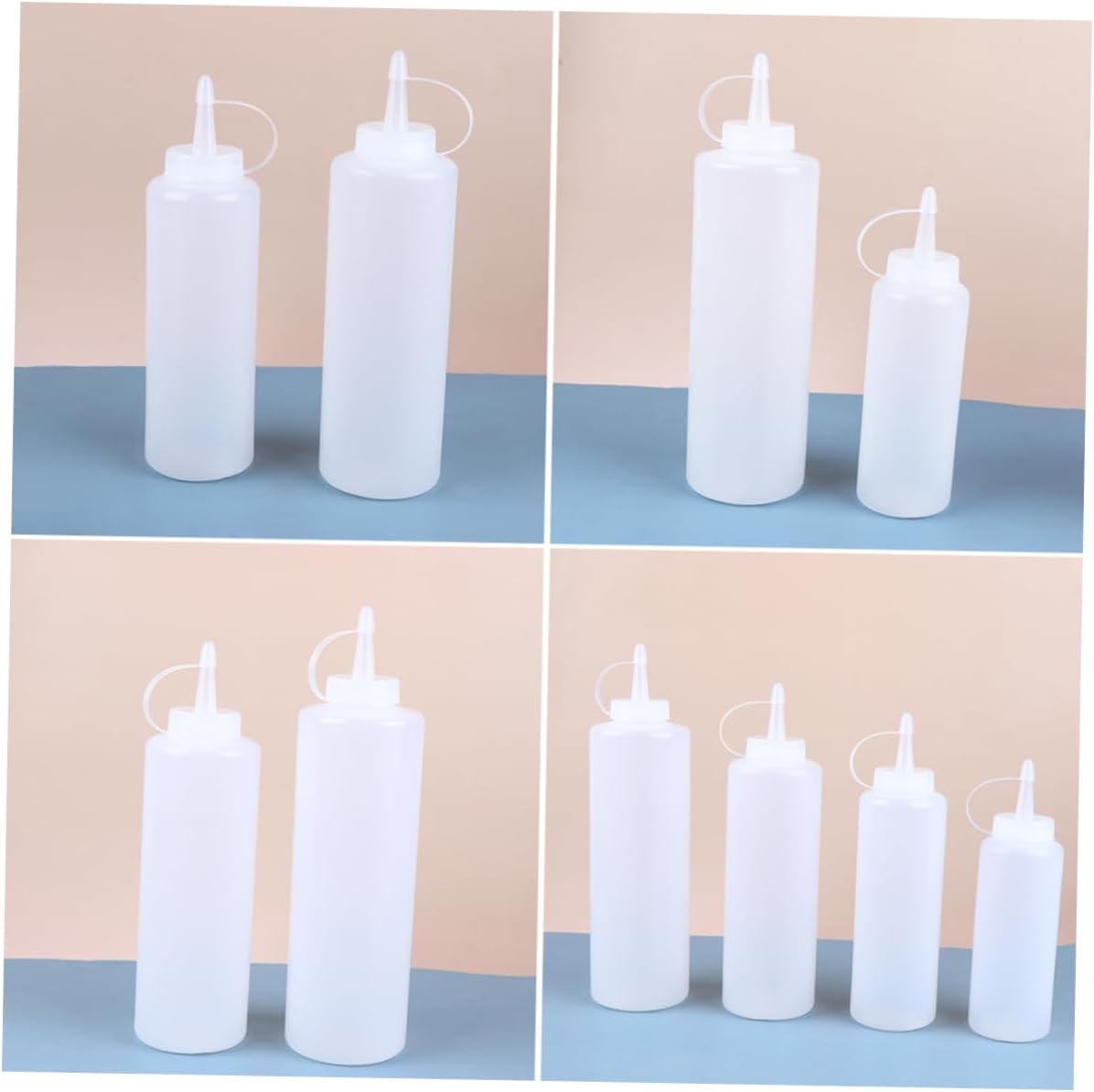 GRIRIW Condiment Squeeze Bottles 4 Pack for Salad Dressing and Seasonings