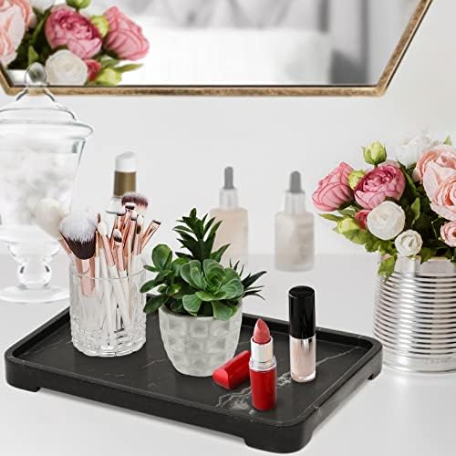 Premium Black Marble Bathroom Vanity Tray Organizer