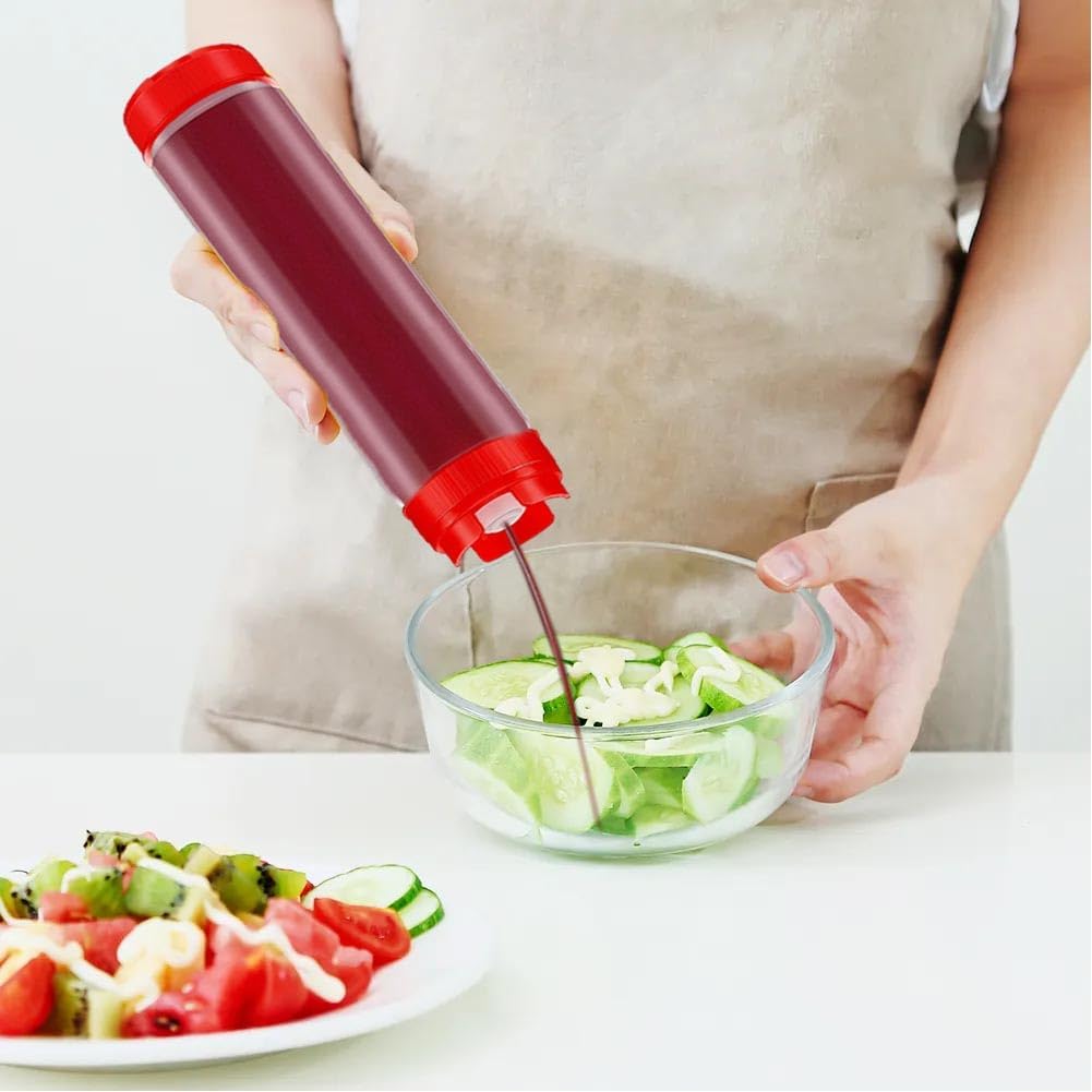 EMVANV 3-Pack 16oz Squeeze Bottles for Sauces Red