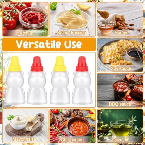 16Pcs Mini Condiment Squeeze Bottles for Lunch Box