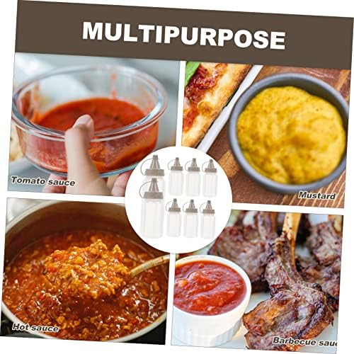 NAMOARLY 8pcs Kitchen Condiment Squeeze Bottles Set Transparent Plastic Sauce Dispenser