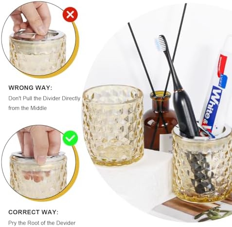 Thick Glass Toothbrush Holder with Silver Divider