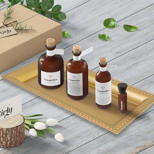 Versatile 2-Pack Gold Bathroom Vanity Tray for Organization