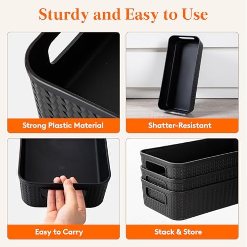 Lifewit Black Toilet Paper Basket with Handle