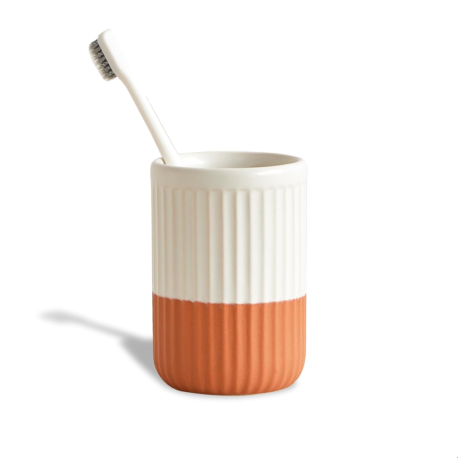 Elegant Two-Tone Ceramic Toothbrush and Organizer Holder