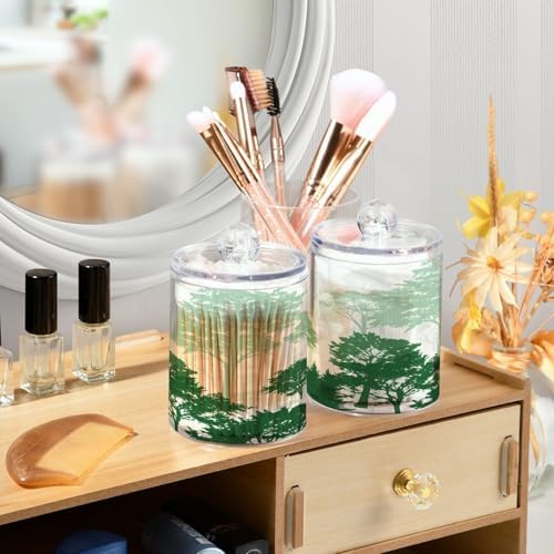 Qilmy 2-Pack Forest Silhouette Pattern Qtip Holder
