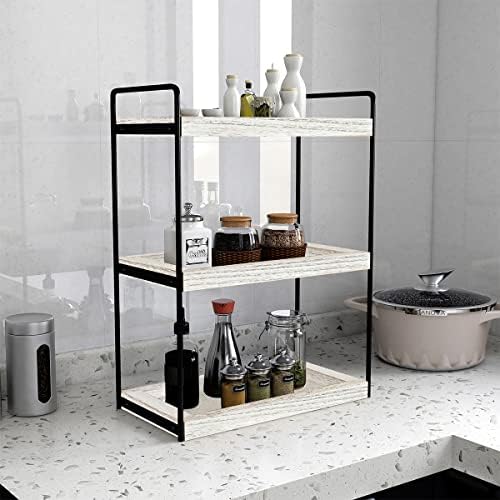 Dorhors 3-Tier Bathroom Counter Organizer Rustic White
