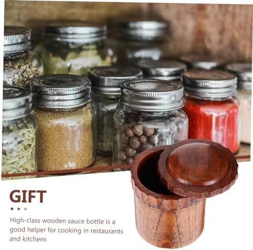 Aesthetically Designed Small Wood Condiment Bottle for Home Use