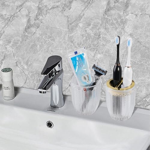 2-Piece Glass Toothbrush and Toothpaste Holder Set