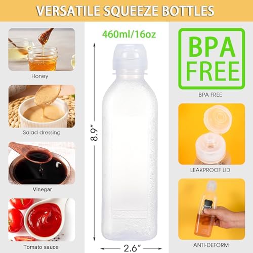 Leak-Proof 16oz Squeeze Bottles