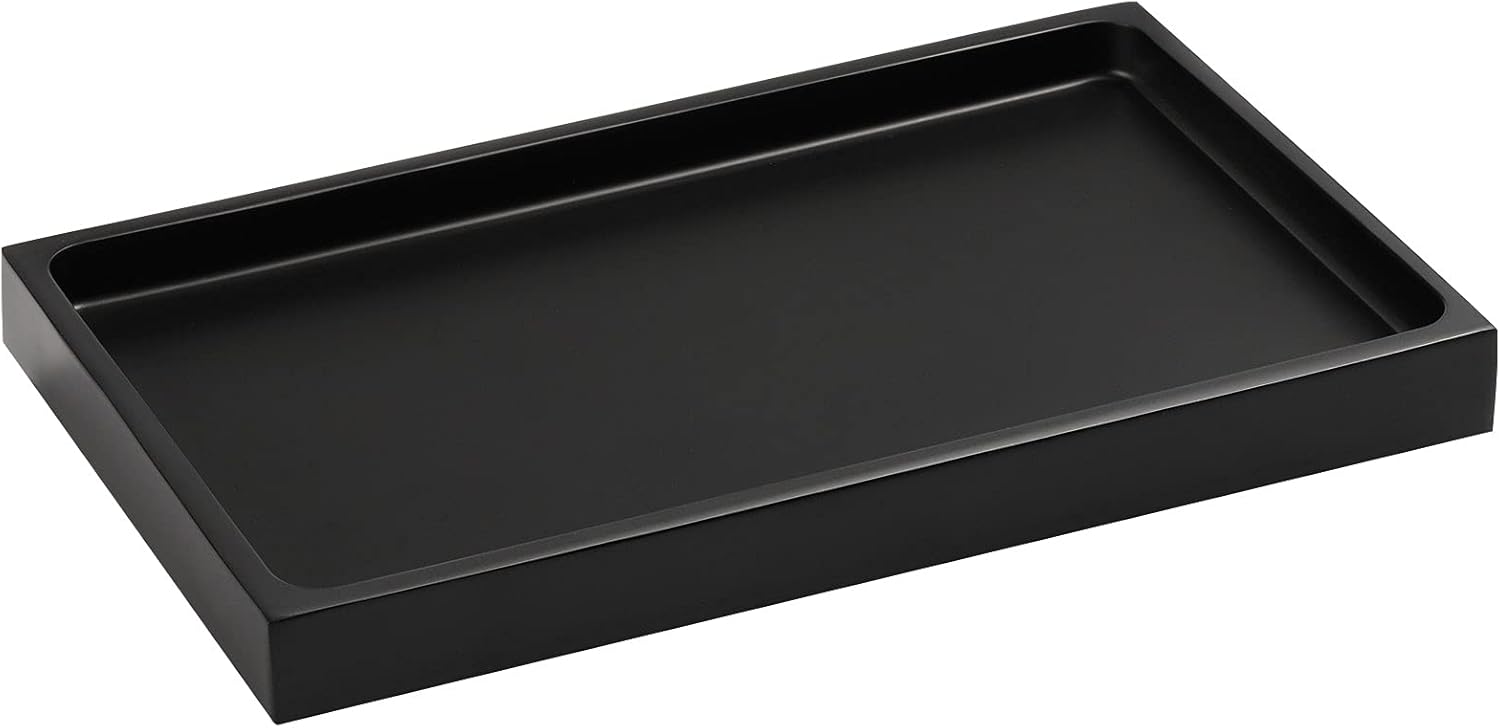 Luxspire Bathroom Vanity Tray - Durable Matte Black Organizer