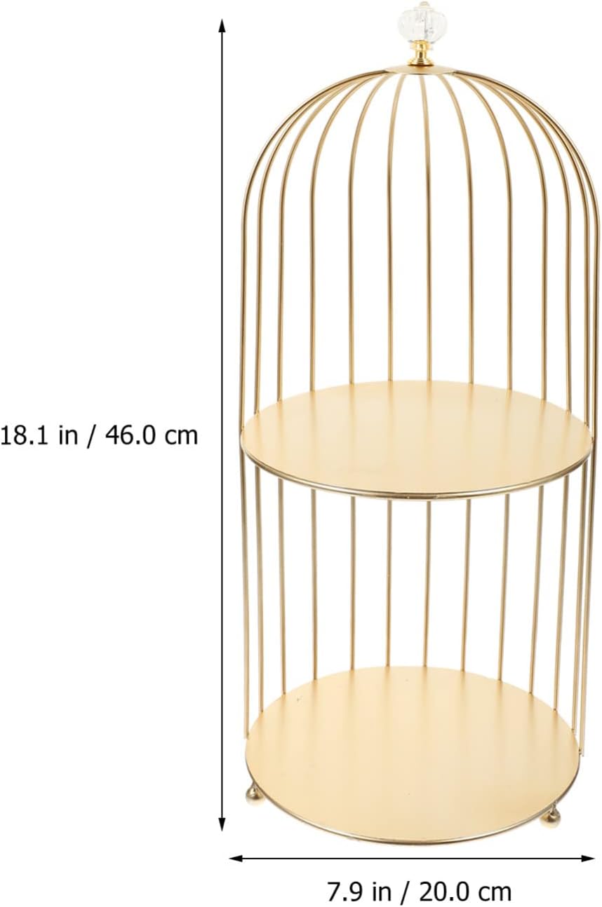 Hemoton 2-Tier Metal Bird Cage Cosmetic Organizer