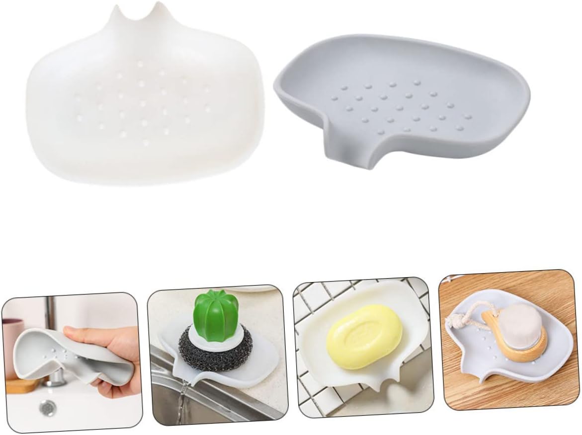 Perfect 2pcs WhiteGray Draining Soap Disk for Bathroom Kitchen Storage