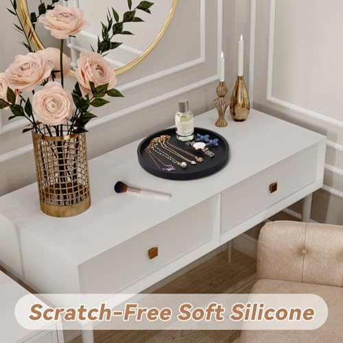 NiHome Thickened Silicone Vanity Organizer Tray Black