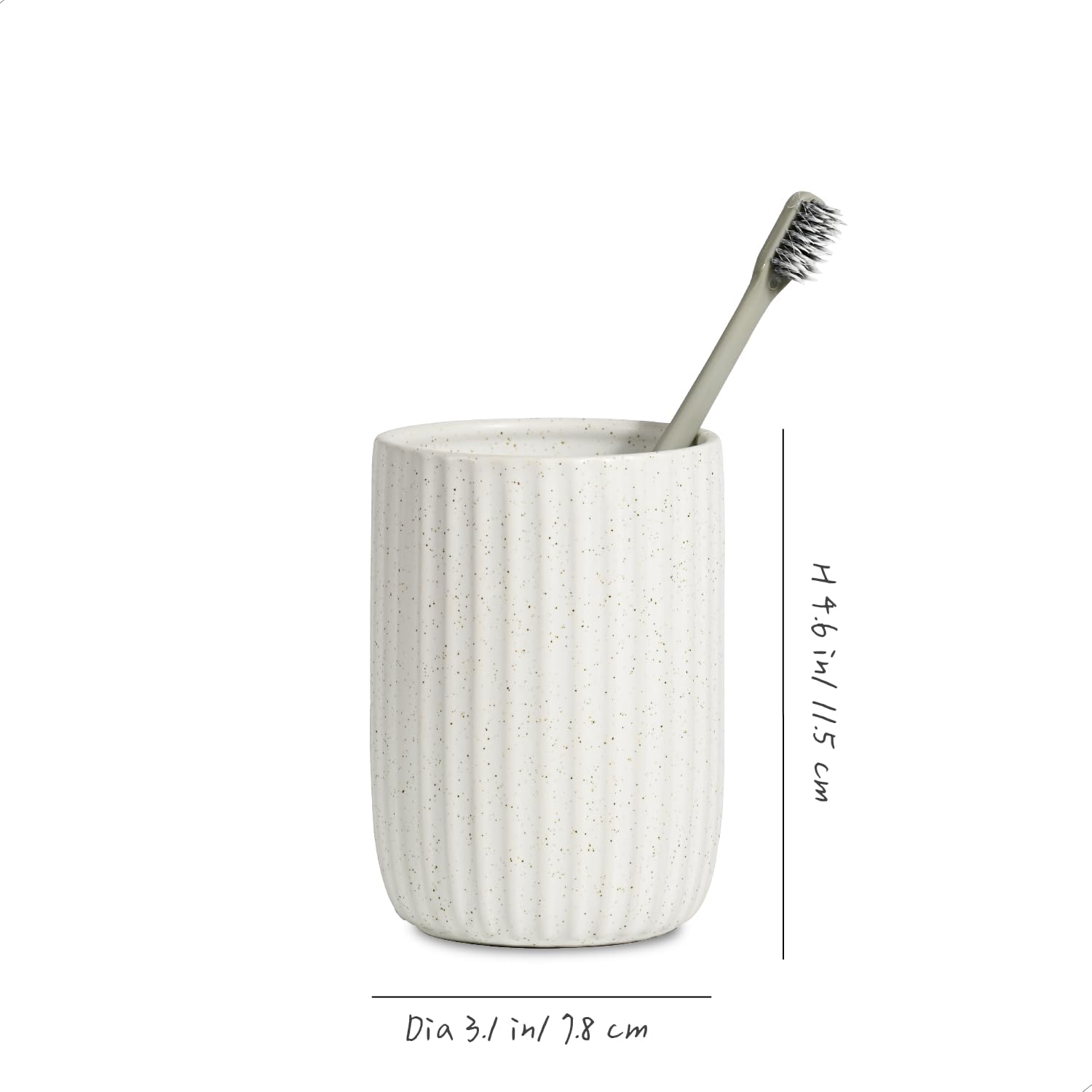 Elegant Design Speckled Matte White Ceramic Toothbrush Holder