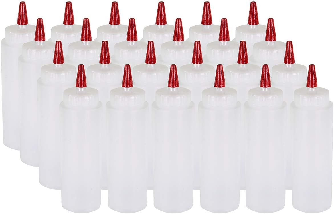 Win 24-Pack Pinnacle Red Cap Squeeze Bottles