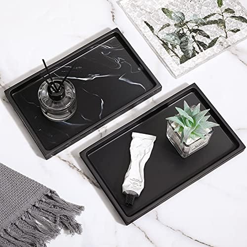 Luxspire Bathroom Vanity Tray - Durable Matte Black Organizer