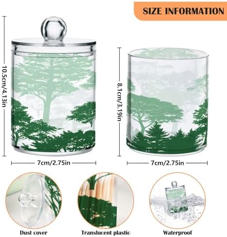 Qilmy 2-Pack Forest Silhouette Pattern Qtip Holder