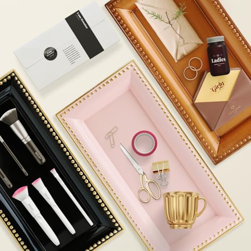 Versatile 2-Pack Gold Bathroom Vanity Tray for Organization