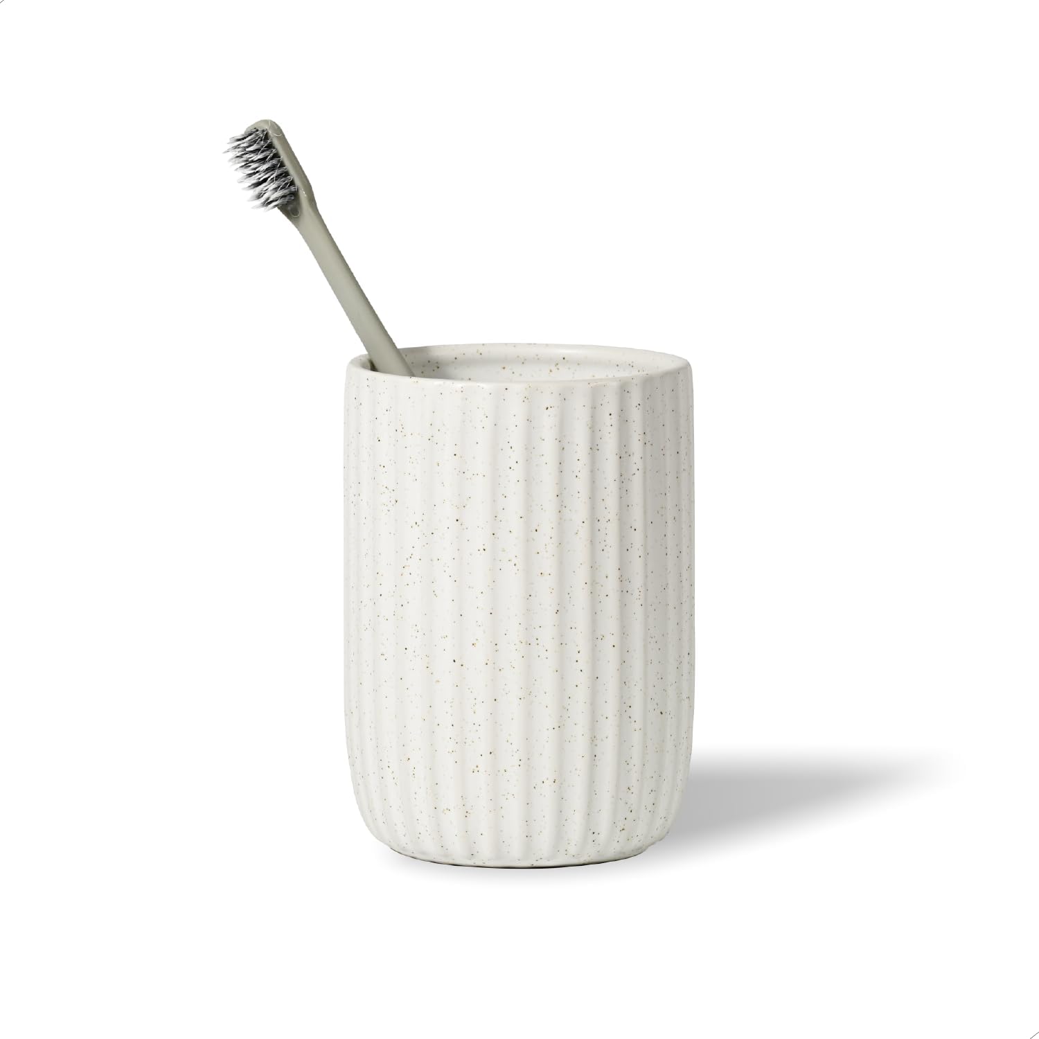 Elegant Design Speckled Matte White Ceramic Toothbrush Holder