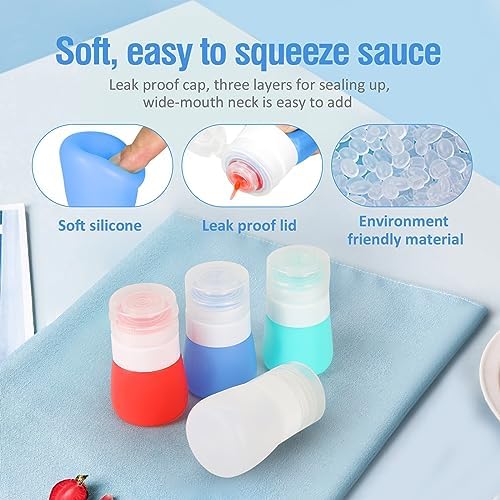 Timiuu Squeeze Salad Dressing Bottles Set of 4 Travel-Friendly BPA-Free