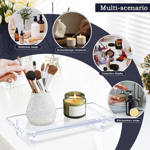 2-Piece Acrylic Bathroom Counter Tray Stand