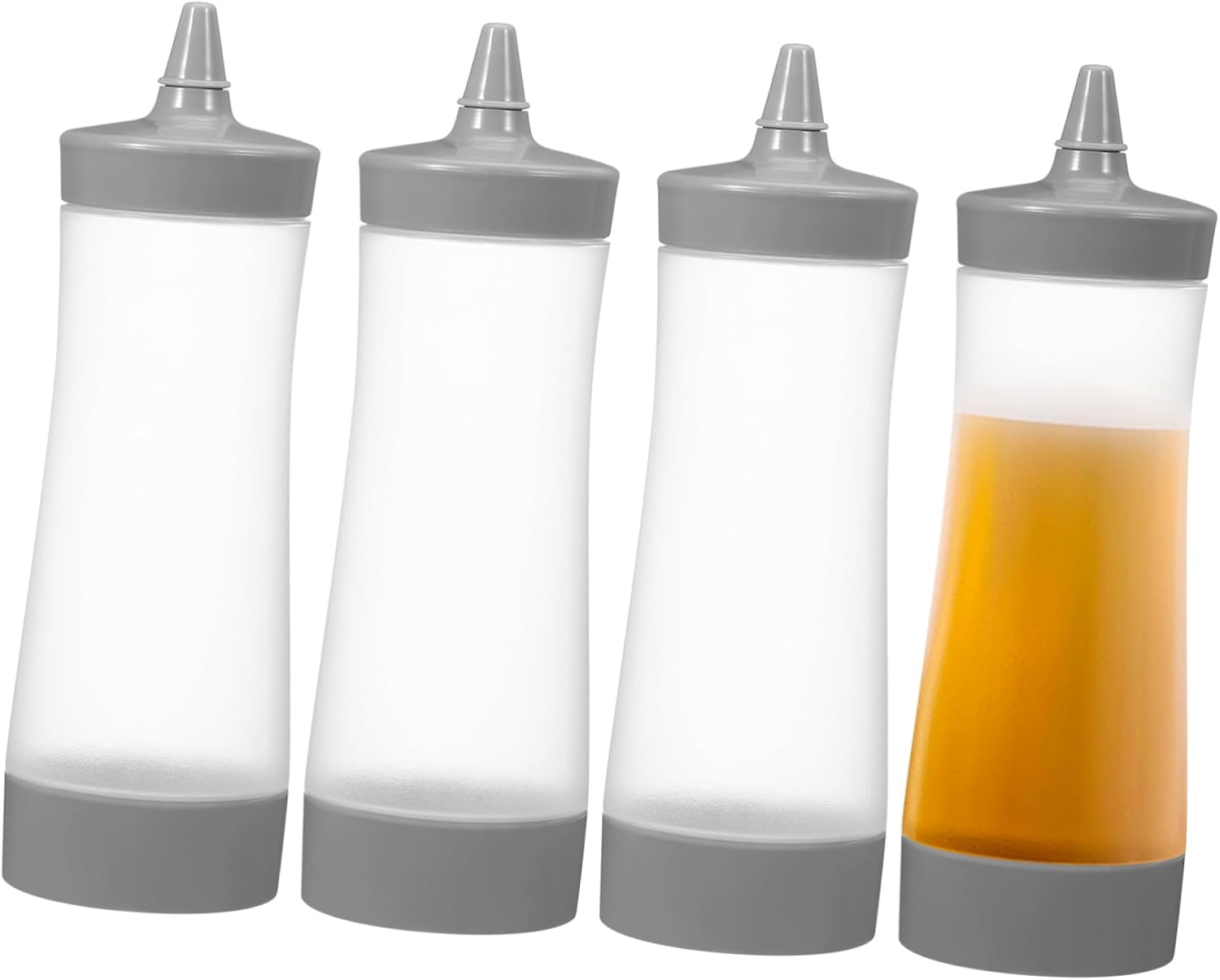 Mikinona Essential Condiment Squeeze Bottles 4-Pack Reusable Leakproof Easy to Carry
